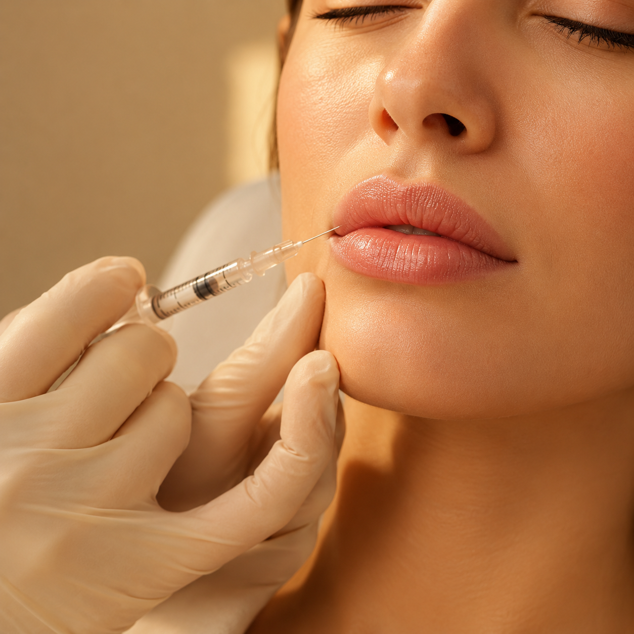 Preenchimento labial com técnica e proporção