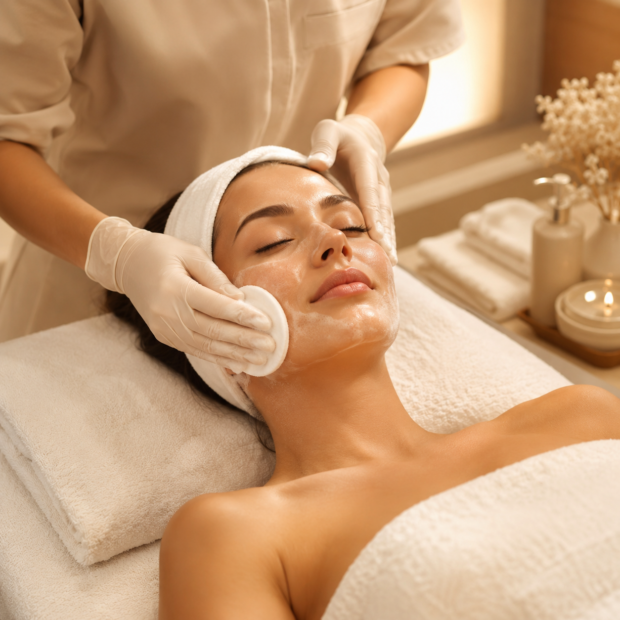 Limpeza de pele profissional em cabine estética