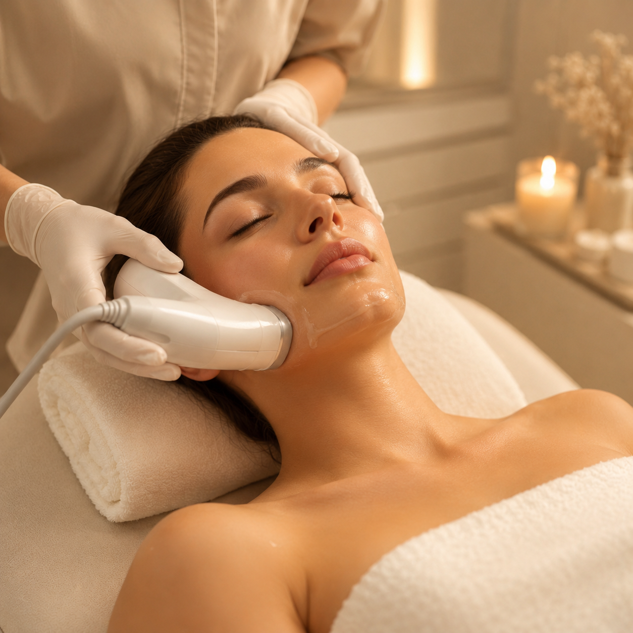 Aplicação de Ultraformer na linha da mandíbula